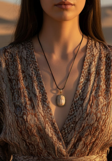 Mammoth and Diamond Scarab pendant |  Cord not included
