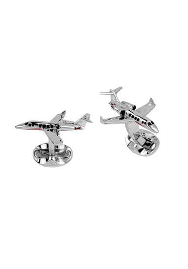 Deakin & Francis Sterling Silver Enamel Jet Cufflinks | Ref. C1650S2207 | OsterJewelers.com