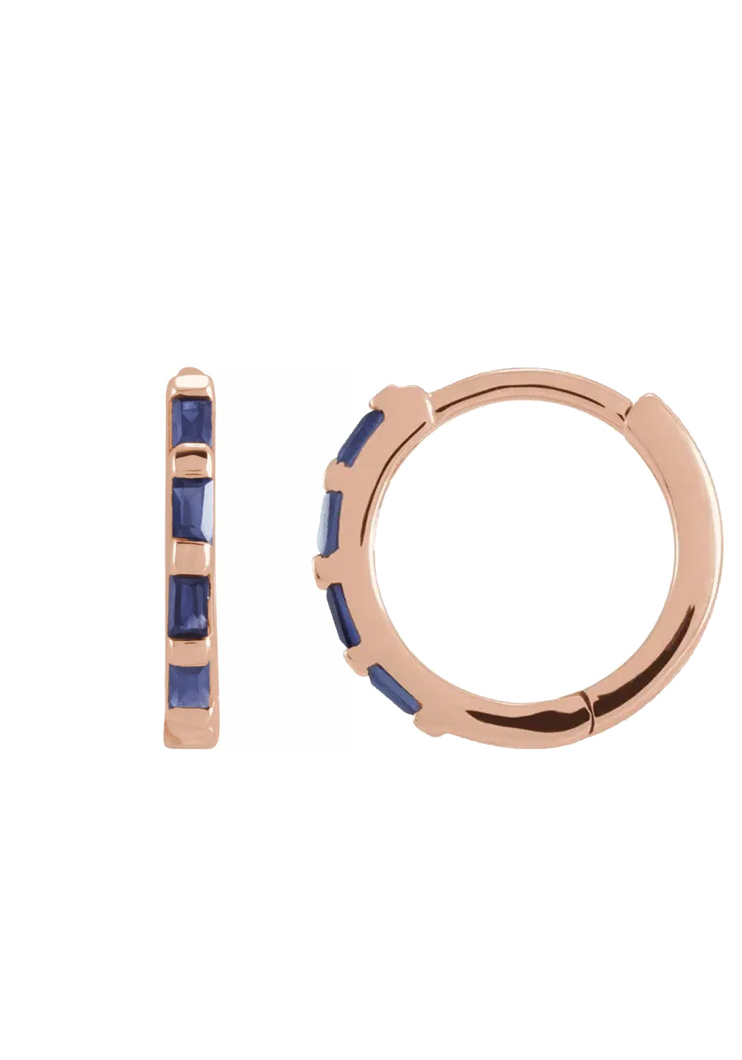 14KRG Blue Sapphire Huggie Earrings | Cherry Creek North | Denver, CO | OsterJewelers.com