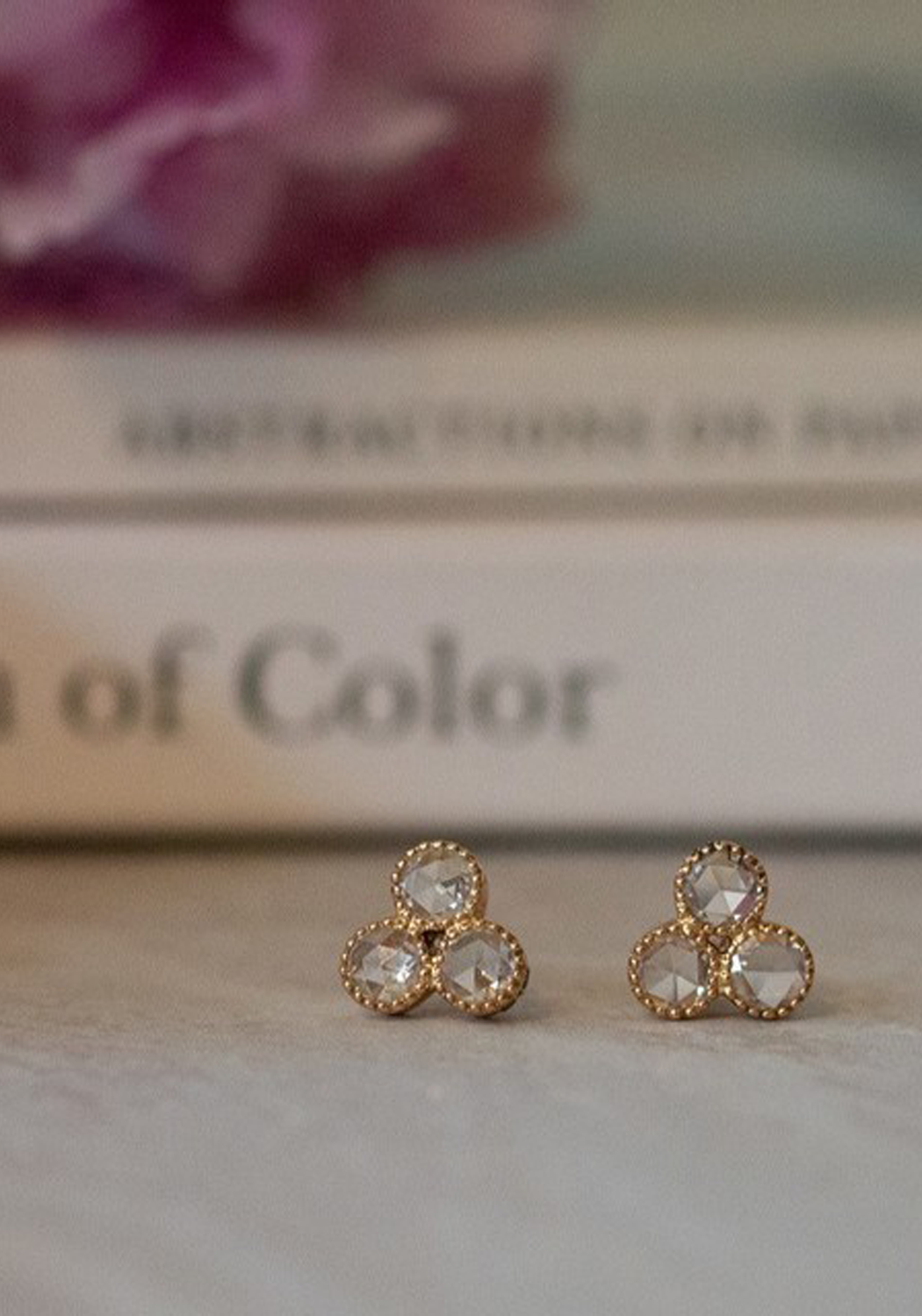 Sethi Couture Grace 18KRG Triple Cluster Diamond Stud Earrings | Ref. 2586ER | OsterJewelers.com