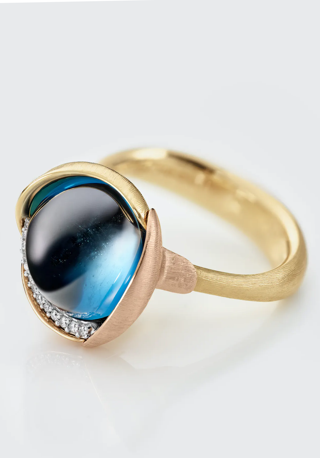 Ole Lynggaard Lotus 3 Diamond & London Blue Topaz Ring | Ref. A2652-423 | OsterJewelers.com
