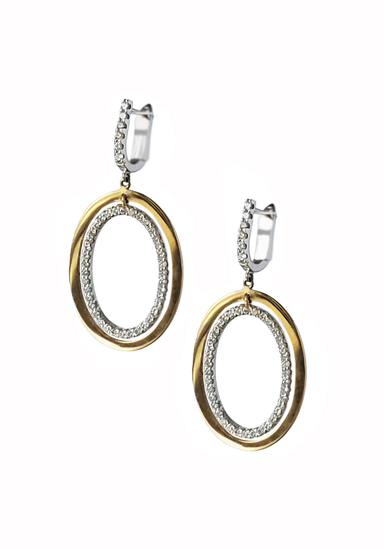 Oster Collection 14KYWG Double Oval Diamond Dangle Earrings | OsterJewelers.com