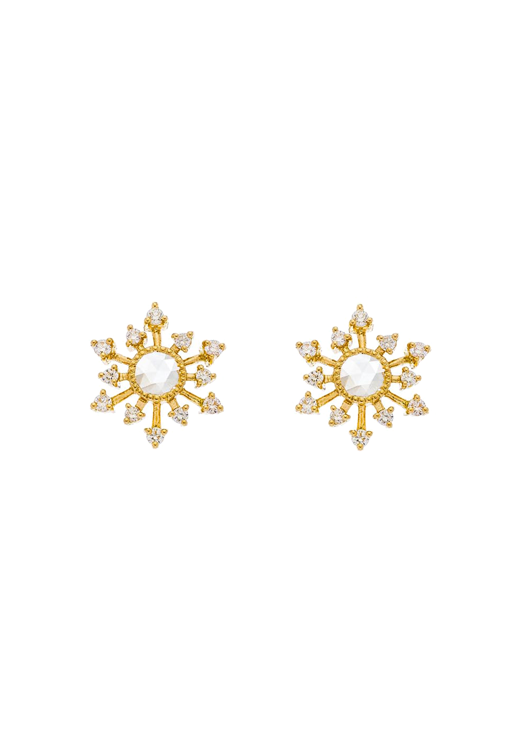 Sethi Couture Leena 18KYG Snowflake Diamond Stud Earrings | Ref. 2772ER-YG | OsterJewelers.com