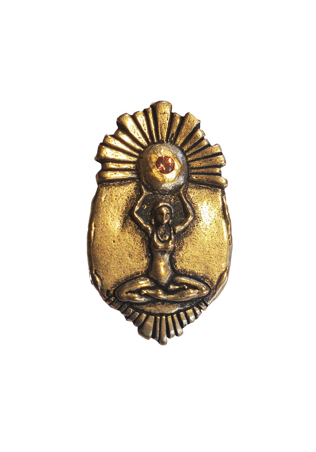 Bronze Sun Goddess charm on Orange Silk Tie for bracelet or necklace OsterJewelers.com