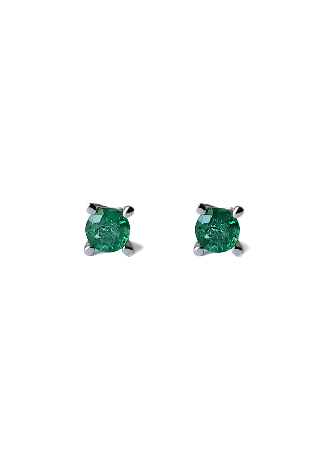 Oster Collection 14KWG Mini Emerald Stud Earrings | OsterJewelers.com