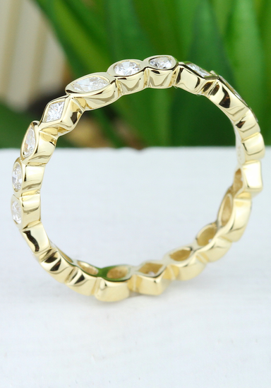 2.0CT Full Eternity Band Natural Marquise Diamond Wedding Ring 14K White  Gold | eBay