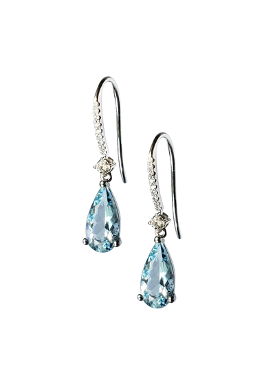 Parade Design 18KWG Diamond & Aquamarine Drop Earrings | Ref. E4004B/P17-GT | OsterJewelers.com