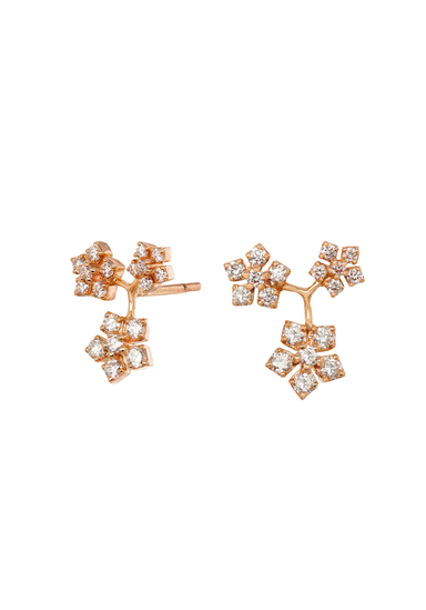 Sethi Couture Enchanted Garden 18KRG Triple Flower Diamond Earrings | 2849ER-RG | OSterJewelers.com
