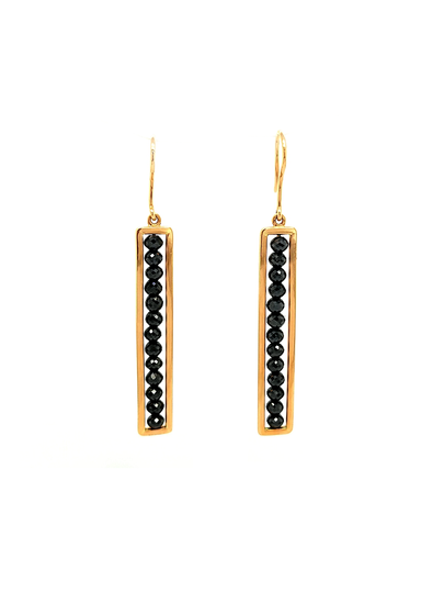 Sethi Couture Leila 18KYG Black Diamond Bar Drop Earrings | Ref. 2815ER-YG | OsterJewelers.com