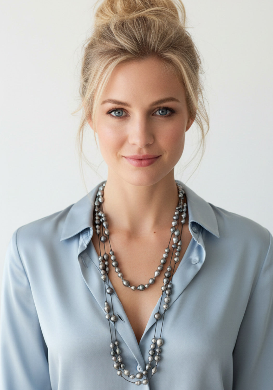 Black TahitianPearl Necklace. Double and triple layer at Osterjewelers.com