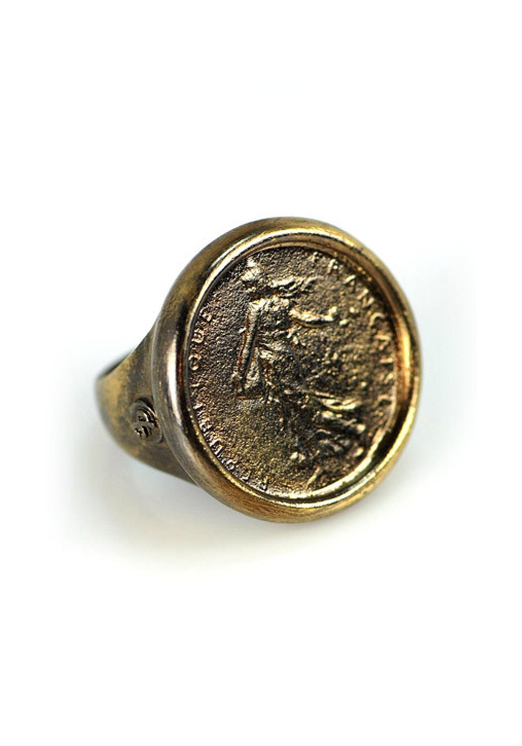 Dominique Cohen 18k Blackened Gold Goddess Coin Ring | OsterJewelers.com