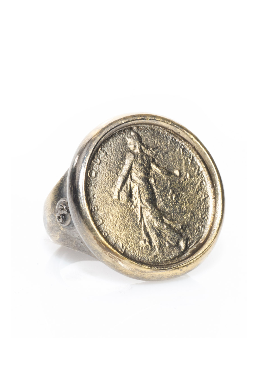 Dominique Cohen 18k Blackened Gold Goddess Coin Ring | OsterJewelers.com