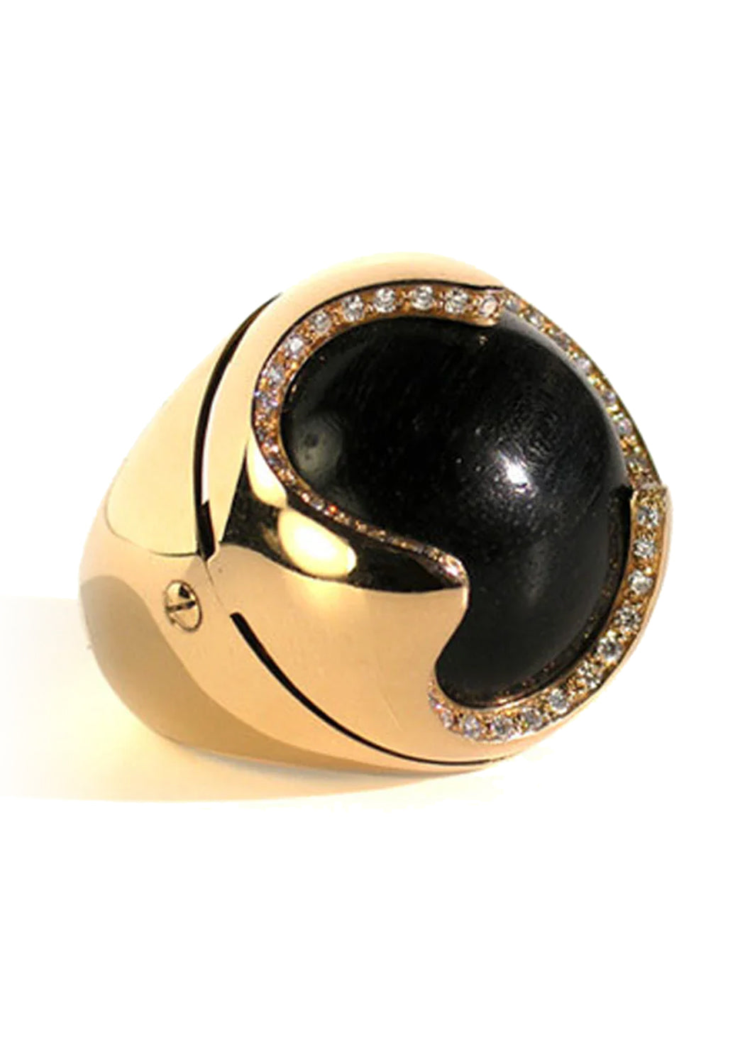 Oromalia 18k Rose Gold Diamond & Ebony Domed Ring | OsterJewelers.com