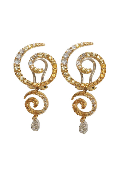 Stefan Hafner Diamond & Orange Sapphire Swirl Drop Earrings | OsterJewelers.com