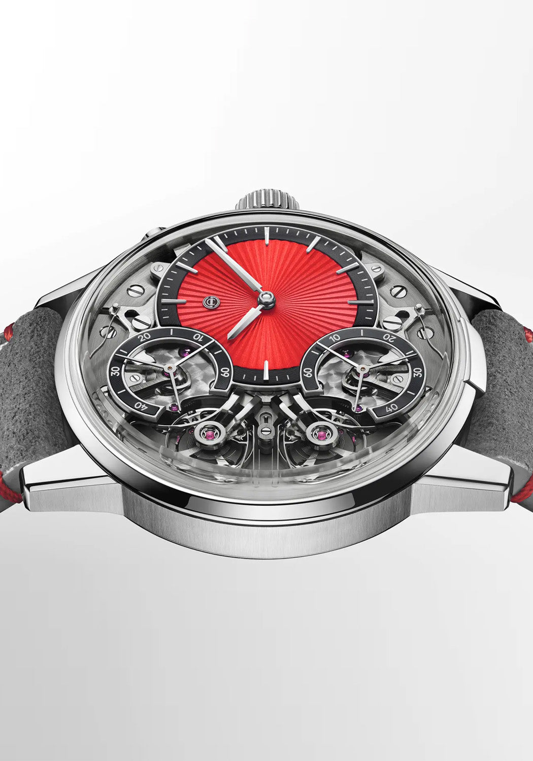 Side view of the Armin Strom Mirrored Force Resonance Red luxury Swiss watch