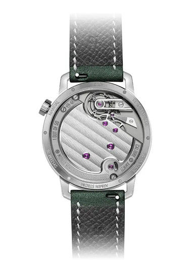 Exhibition caseback of the Armin Strom Tribute 1 Green reveals the Armin Strom Caliber AMW21
