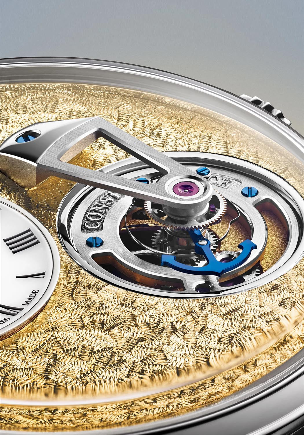The Constant Force Tourbillon dial reveals the constant force mechanism and one-minute tourbillon.