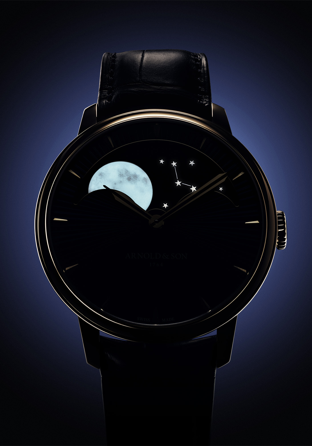 Arnold & Son Perpetual Moon 41.5 Gold Blue Stellar Rays | Ref. 1GLBR.U01A.C200A | OsterJewelers.com