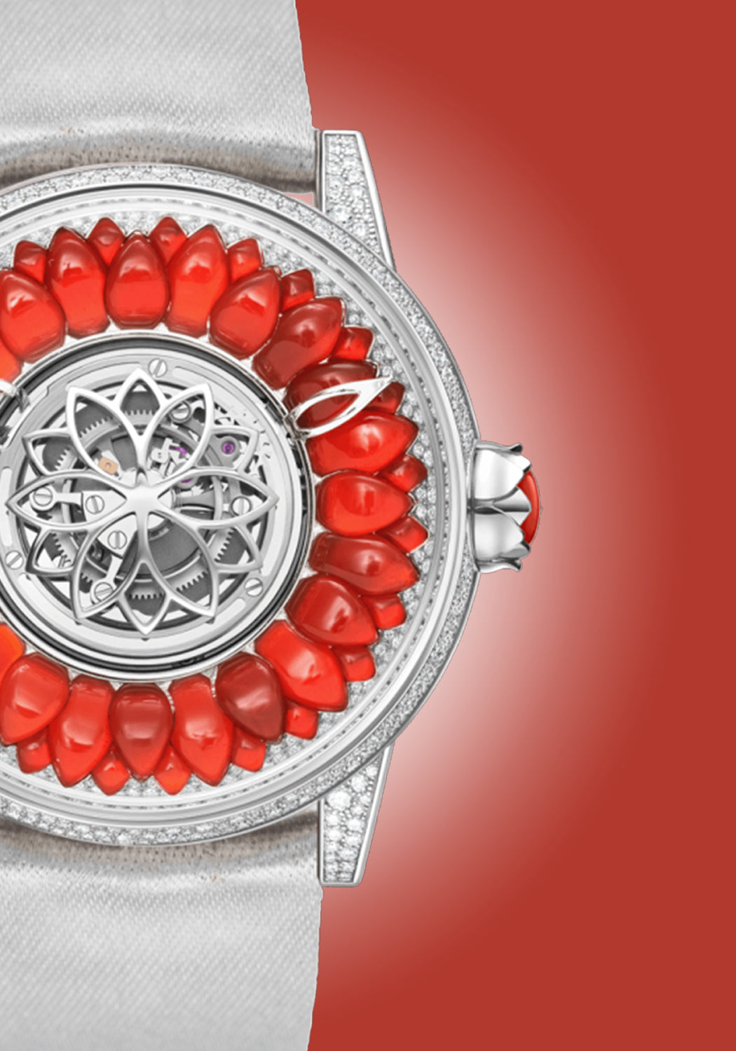 Beauregard Dahlia White Gold & Red Coral Timepiece | Denver Watches | OsterJewelers.com
