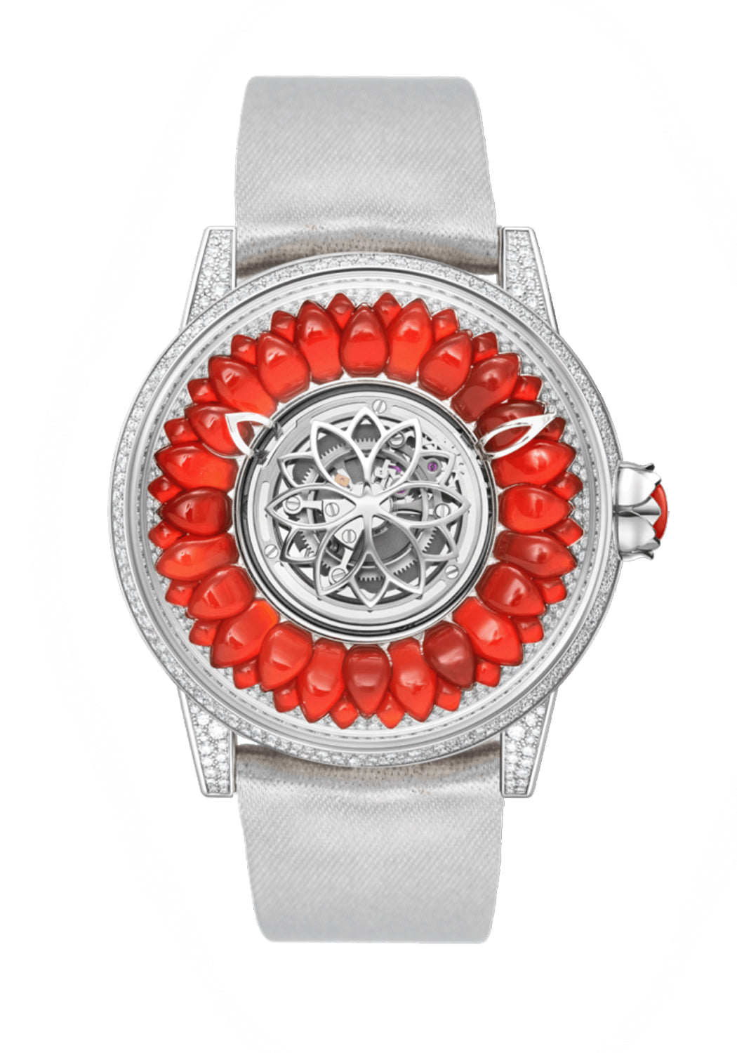 Beauregard Dahlia White Gold & Red Coral Timepiece | Denver Watches | OsterJewelers.com