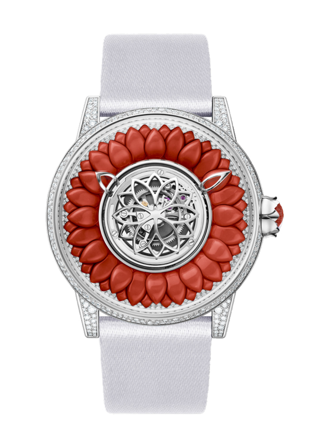 Beauregard Dahlia White Gold & Red Coral Watch | Piece Unique | Denver Watches | OsterJewelers.com