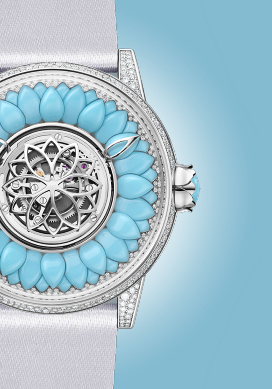 Beauregard Dahlia White Gold & Turquoise Timepiece | Denver Watches | OsterJewelers.com