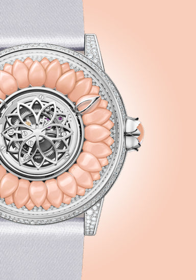 Beauregard Dahlia White Gold & Pink Coral Timepiece | Denver Watches | OsterJewelers.com