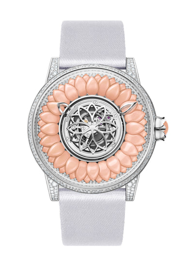 Beauregard Dahlia White Gold & Pink Coral Timepiece | Denver Watches | OsterJewelers.com