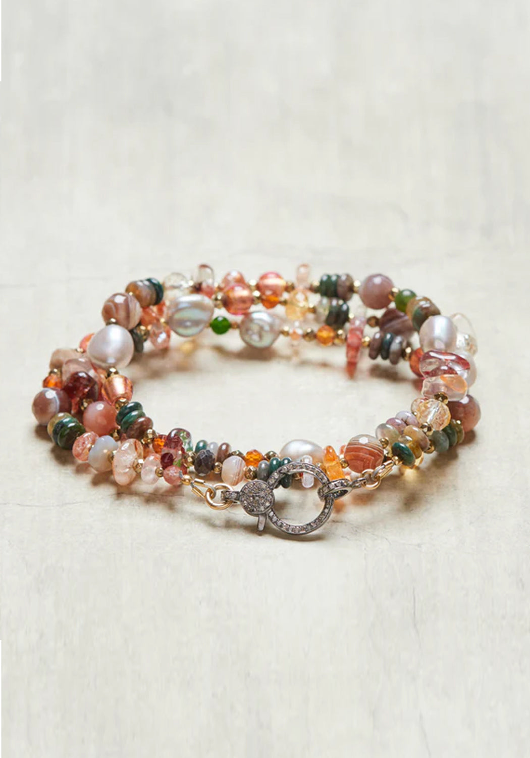 Catherine Michiels Agate Citrine Pearl Bead Necklace w/ Diamond Clasp | Denver | OsterJewelers.com