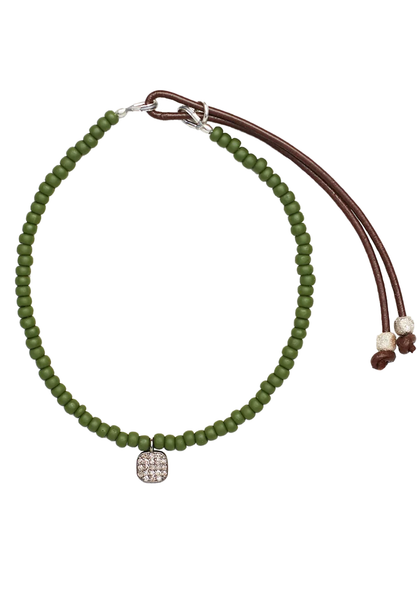 Catherine Michiels Zulu Olive Green Diamond Bead Bracelet