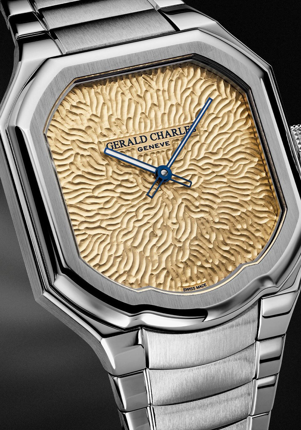 Each dial of the Gerald Charles Masterlink Atelier Edition Golden Rose is individually hand-hammered
