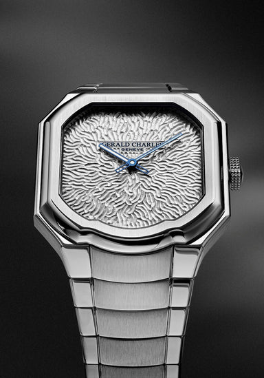 Each dial of the Gerald Charles Masterlink Atelier Edition Golden Rose is individually hand-hammered