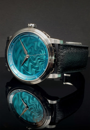 The GoS Sarek Rissa features a vibrant turquoise guilloché dial | Luxury watch | OsterJewelers.com