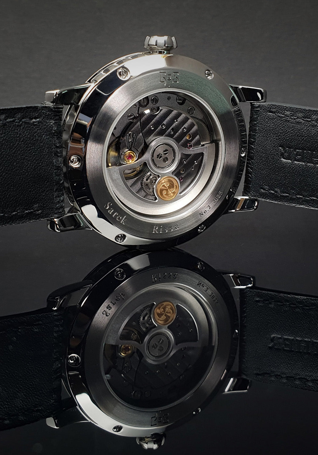 The caseback reveals the La Joux-Perret G101 movement. A solit Tungsten rotor is skeletonized.