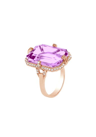 Goshwara Gossip 18KRG Diamond & Emerald Cut Lavender Amethyst Cocktail Ring | OsterJewelers.com