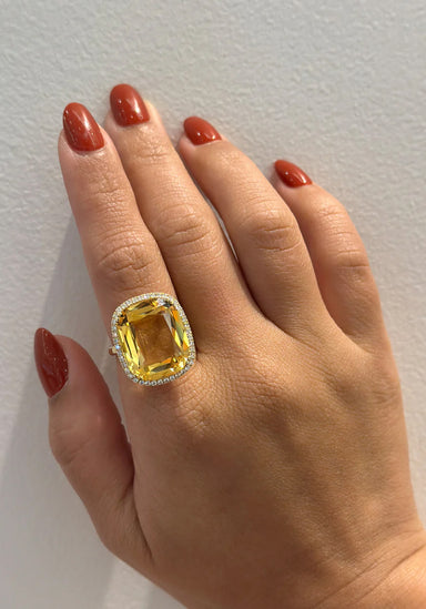 Goshwara Gossip 18KYG Diamond & Cushion Cut Citrine Cocktail Ring | Denver | OsterJewelers.com