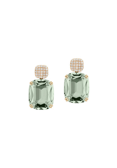 Goshwara Gossip 18KYG Diamond & Prasiolite Cushion Drop Earrings | Denver | OsterJewelers.com