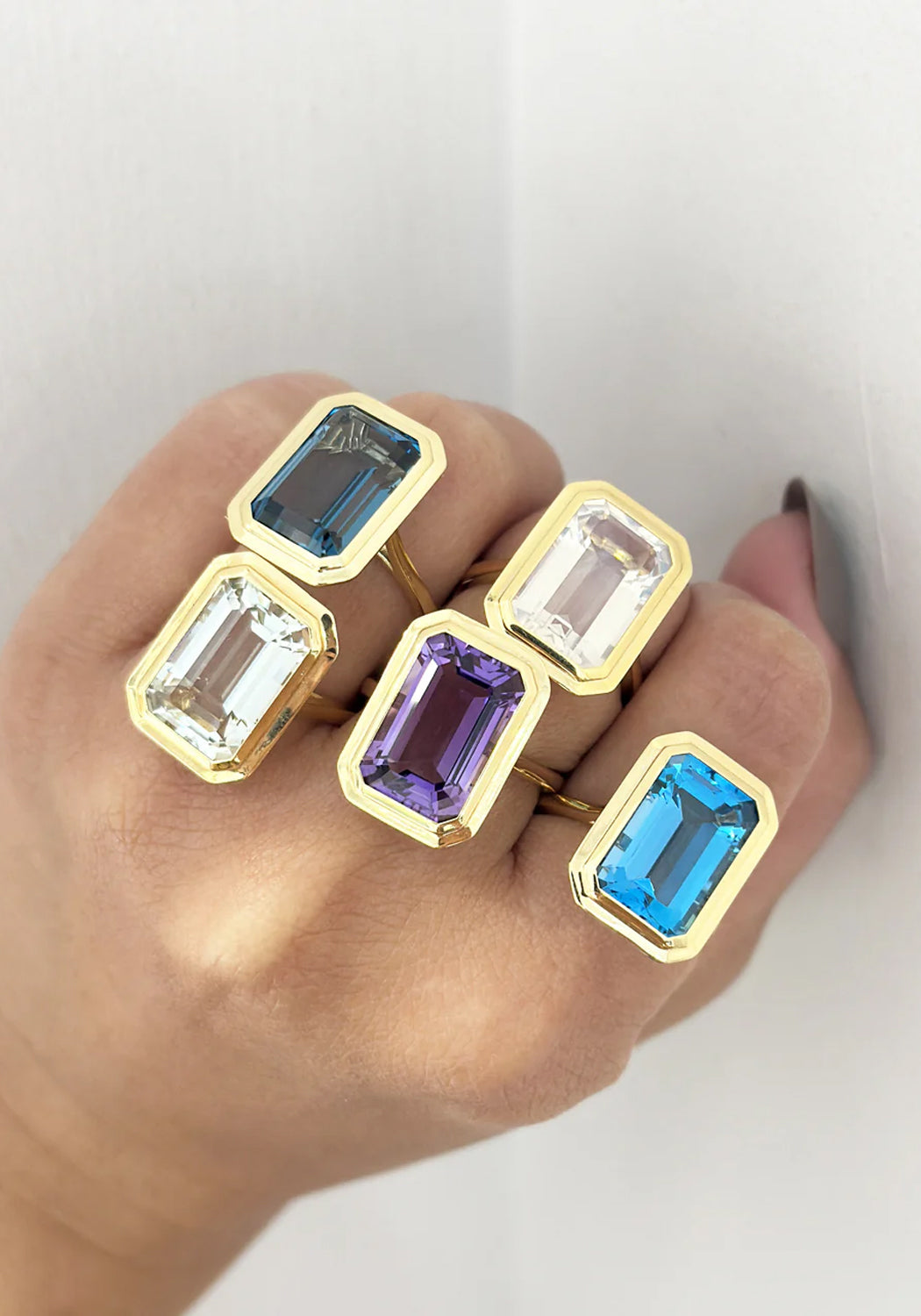 Goshwara Manhattan 18KYG Emerald Cut Cocktail Rings at OsterJewelers.com