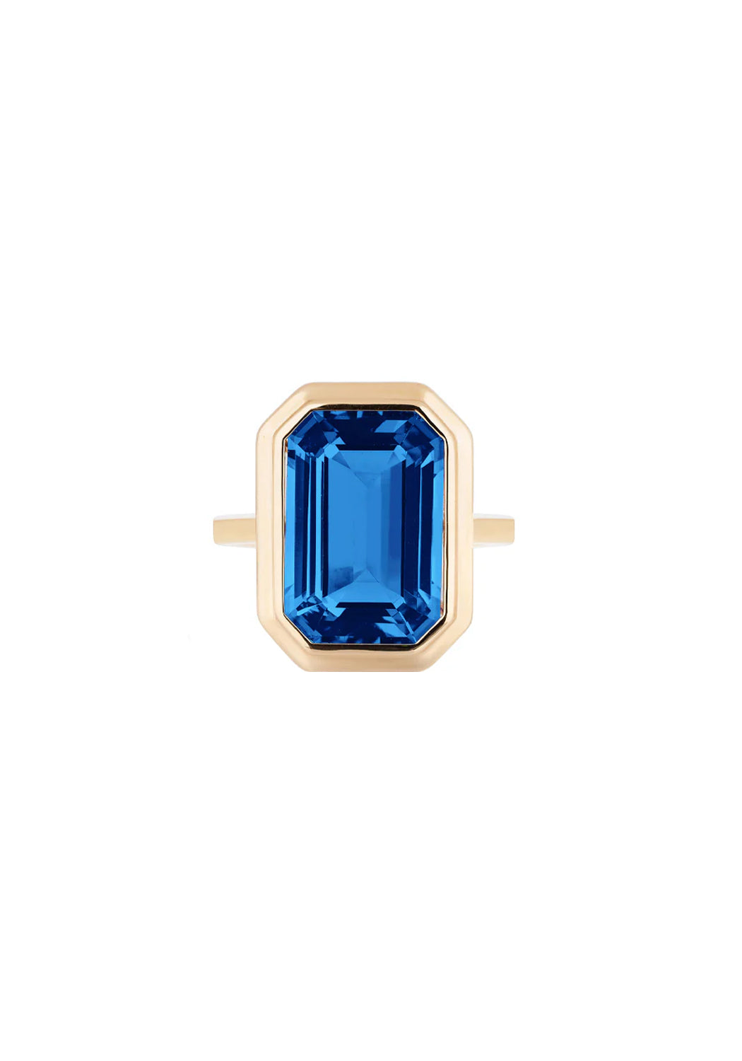Goshwara Manhattan 18KYG Emerald Cut London Blue Topaz Cocktail Ring | Denver | OsterJewelers.com