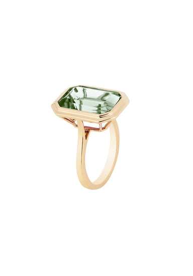 Goshwara Manhattan 18KYG Emerald Cut Prasiolite Cocktail Ring | Denver Jewelers | OsterJewelers.com
