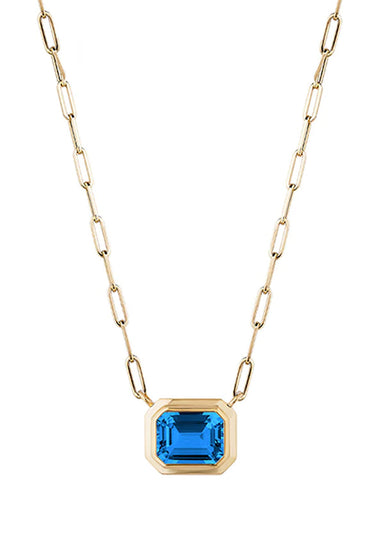 Goshwara Manhattan 18KYG East-West London Blue Topaz Pendant Necklace | Denver | OsterJewelers.com