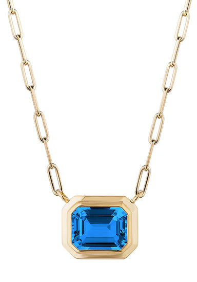 Goshwara Manhattan 18KYG East-West London Blue Topaz Pendant Necklace | Denver | OsterJewelers.com