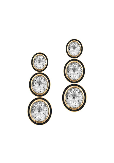 Goshwara Mélange 18KYG 3-Tier Onyx Inlay Rock Crystal Oval Earrings | Denver | OsterJewelers.com