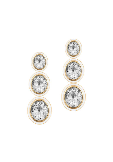 Goshwara Mélange 3-Tier White Agate Inlay Rock Crystal Oval Earrings | Denver | OsterJewelers.com
