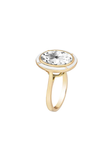Goshwara Mélange 18KYG White Agate & Rock Crystal Oval Cocktail Ring | Denver | OsterJewelers.com