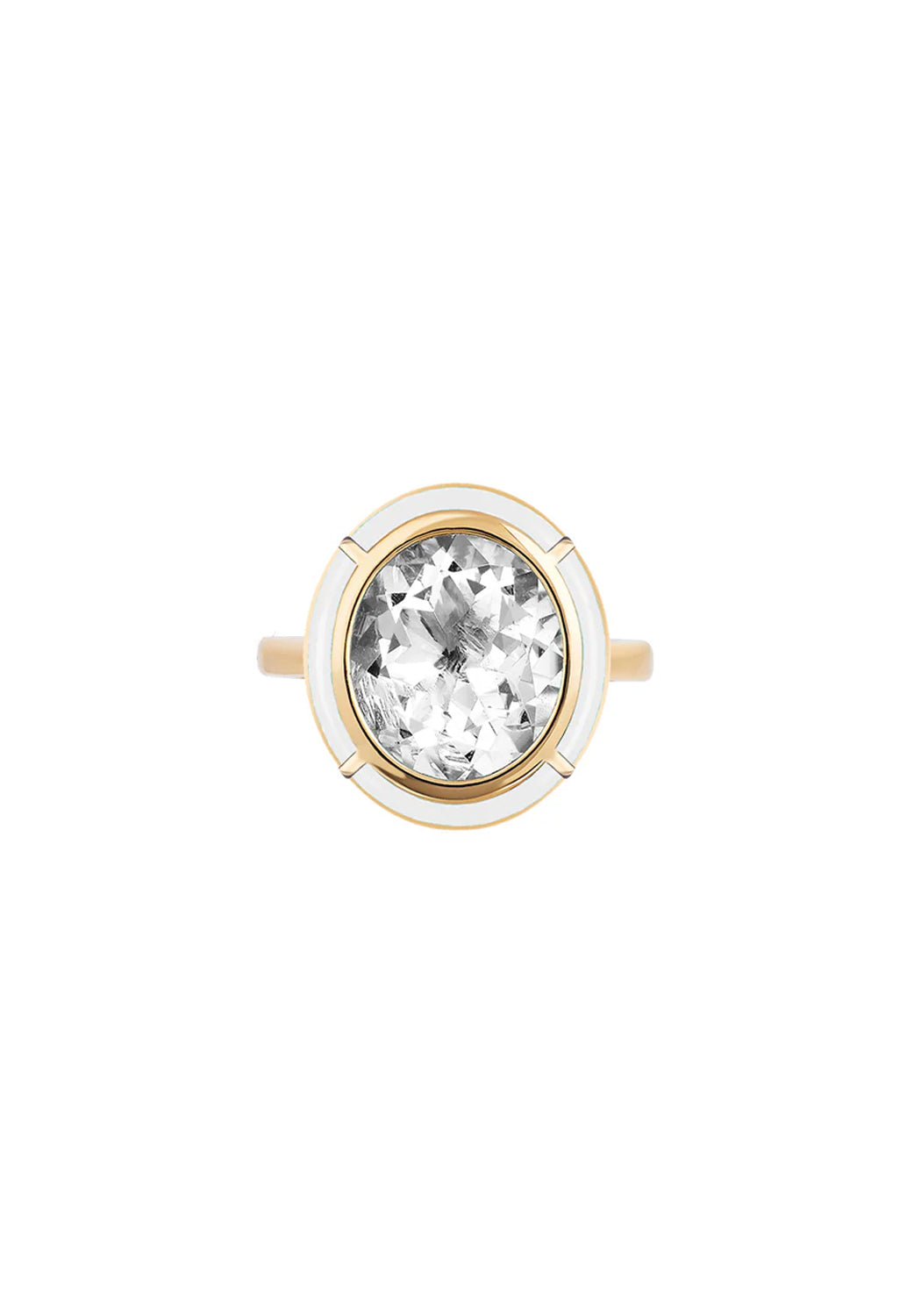 Goshwara Mélange 18KYG White Agate & Rock Crystal Oval Cocktail Ring | Denver | OsterJewelers.com