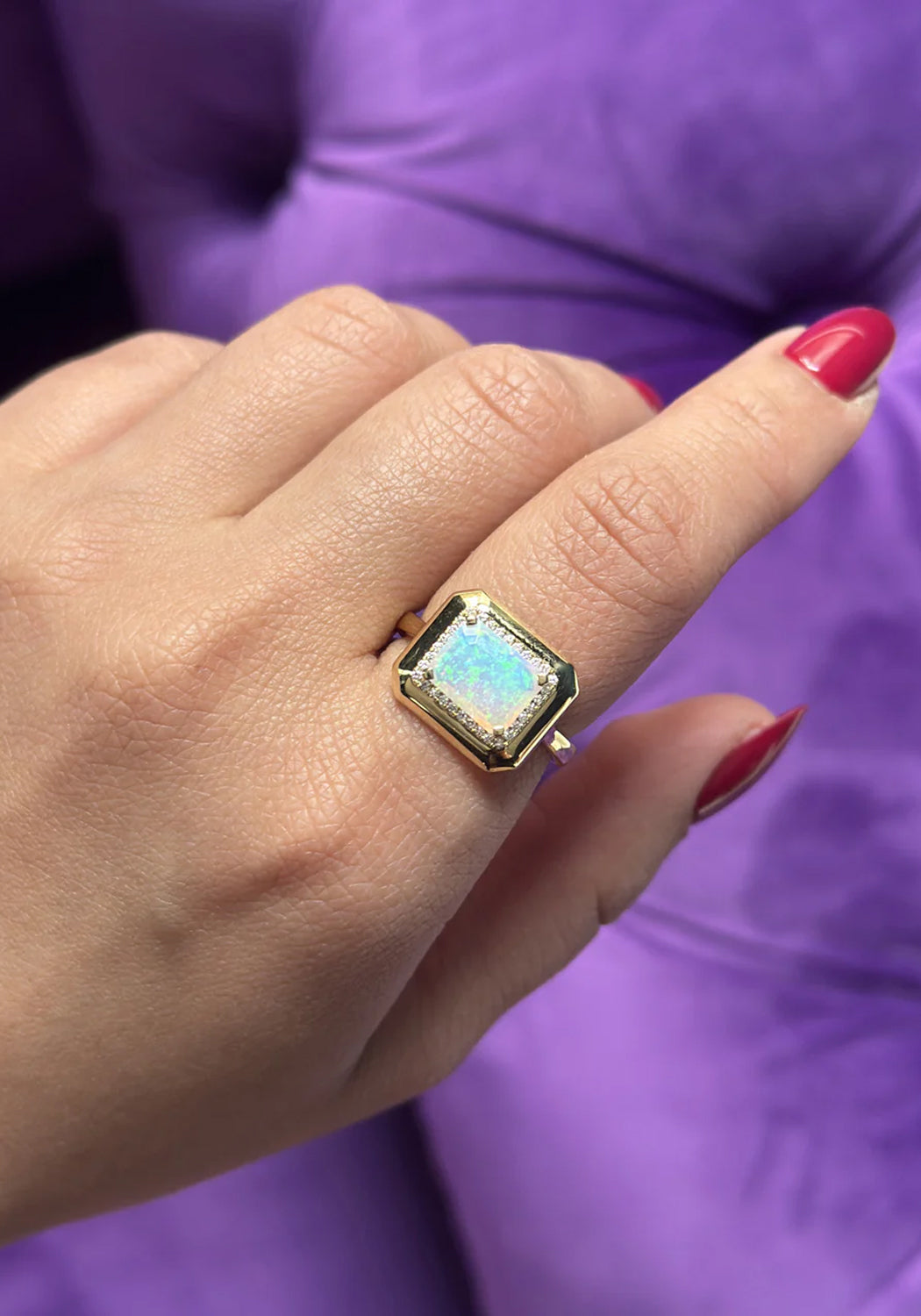 Goshwara Classics 18KYG Diamond & Emerald Cut Opal Cocktail Ring | Denver | OsterJewelers.com