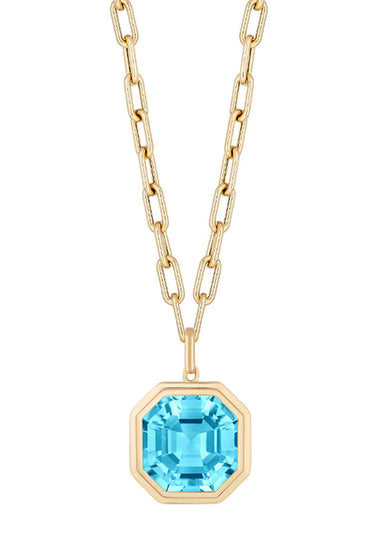 Goshwara Manhattan 18KYG Asscher Blue Topaz Octagon Pendant Necklace | Denver | OsterJewelers.com