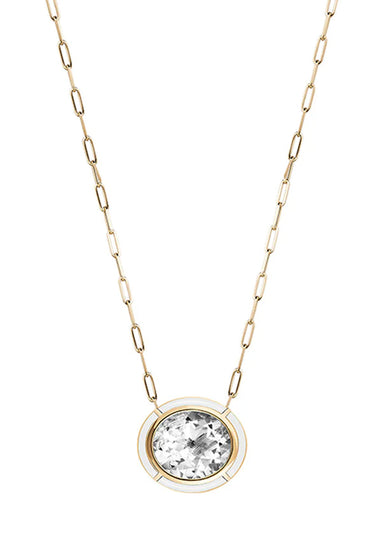 Goshwara Mélange White Agate & Rock Crystal Oval Pendant Necklace | Denver | OsterJewelers.com