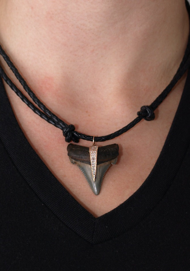 Jacquie Aiche 14KRG Diamond Shark Tooth Pendant on Leather Cord | OsterJewelers.com